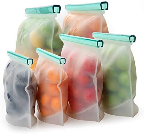 AURORA TRADE Reusable Extra Thick Silicone Food Storage Bags - Zipper  Freezer Bags For Marinate Meats Sandwich, Snack, Cereal,Fruit Meal Prep,  Leakproof 