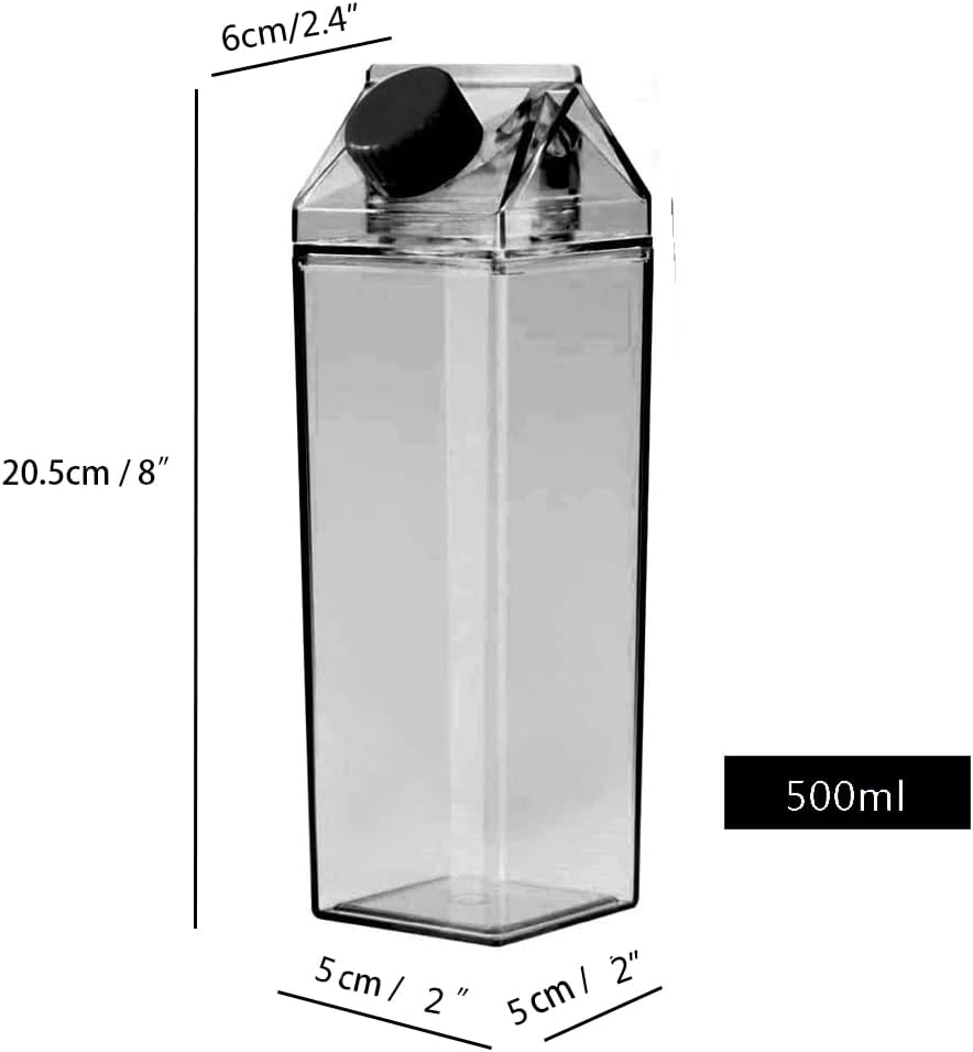 thumbnail image 2 of Yarlung 6-Pack 25oz Milk Carton Water Bottles - Clear Plastic Leakproof Square Bottles | BPA Free Drink Containers 2 of 14