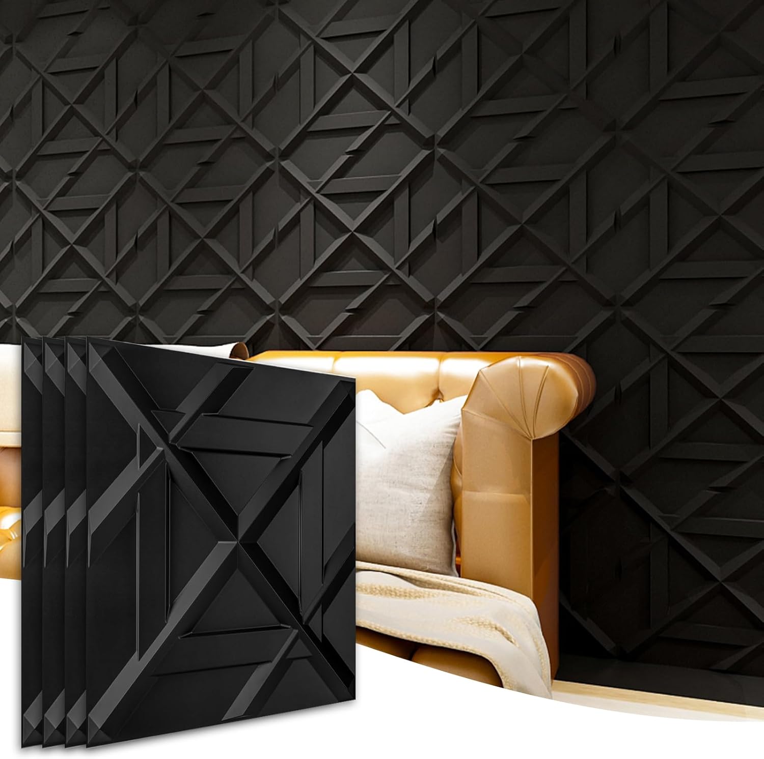 At3d Wave Design I 19.7 In. X 19.7 In. PVC 3D Wall Panel (12