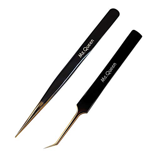 Wholesale Ms.Queen Eyelash Tweezers for Extensions Professional 2