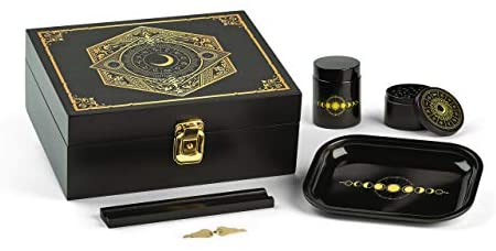 Tree of Life Stash Box Combo - Locking Smell Proof Case with Grinder Stash  Jar and Rolling