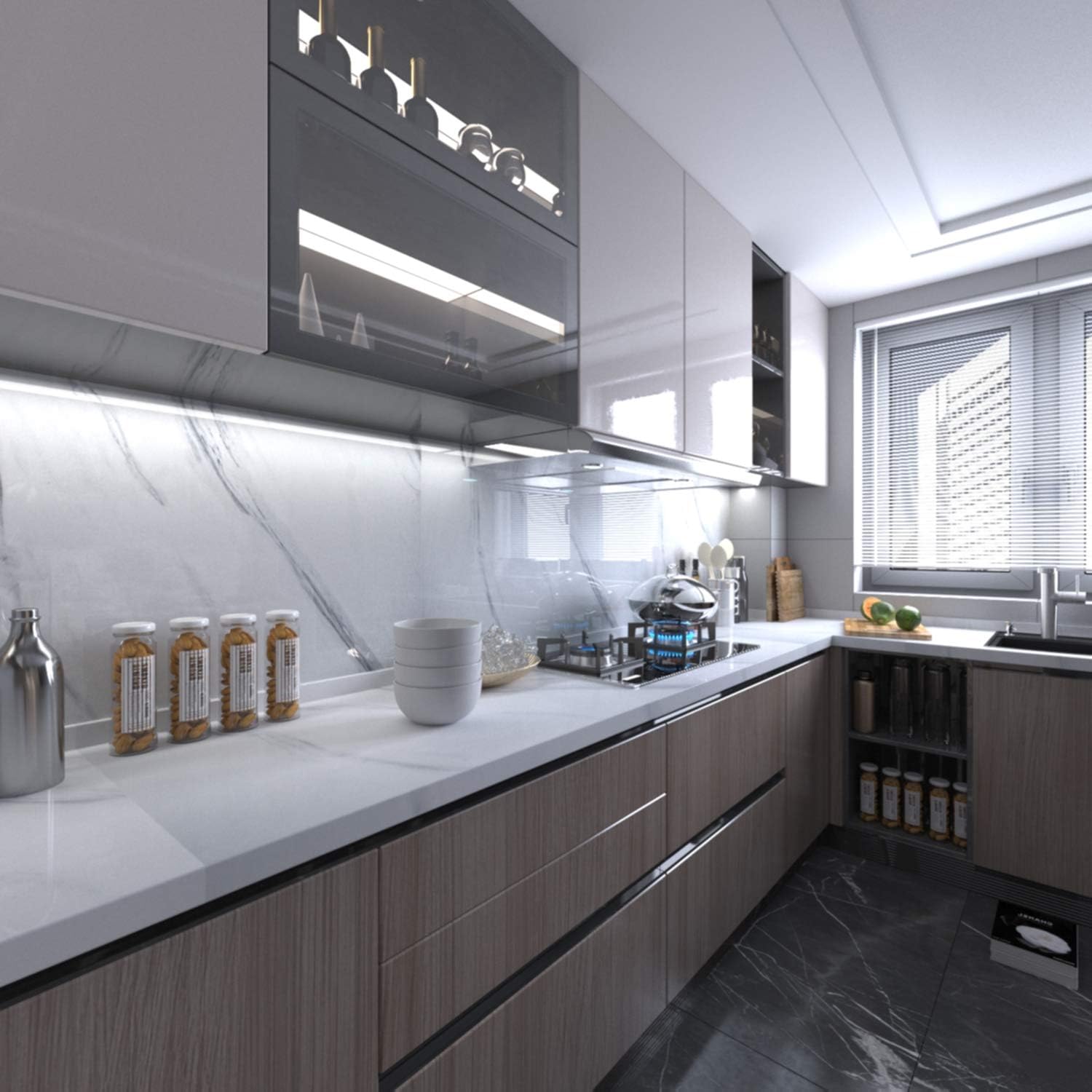 Livelynine Glitter Glossy White Contact Paper Kitchen Cabinet Wallpaper Peel And Stick Counter Top Adhesive Waterproof Contact Paper For Countertops Removable Vinyl Wrap For Furniture 15.8 X78.8 Inch