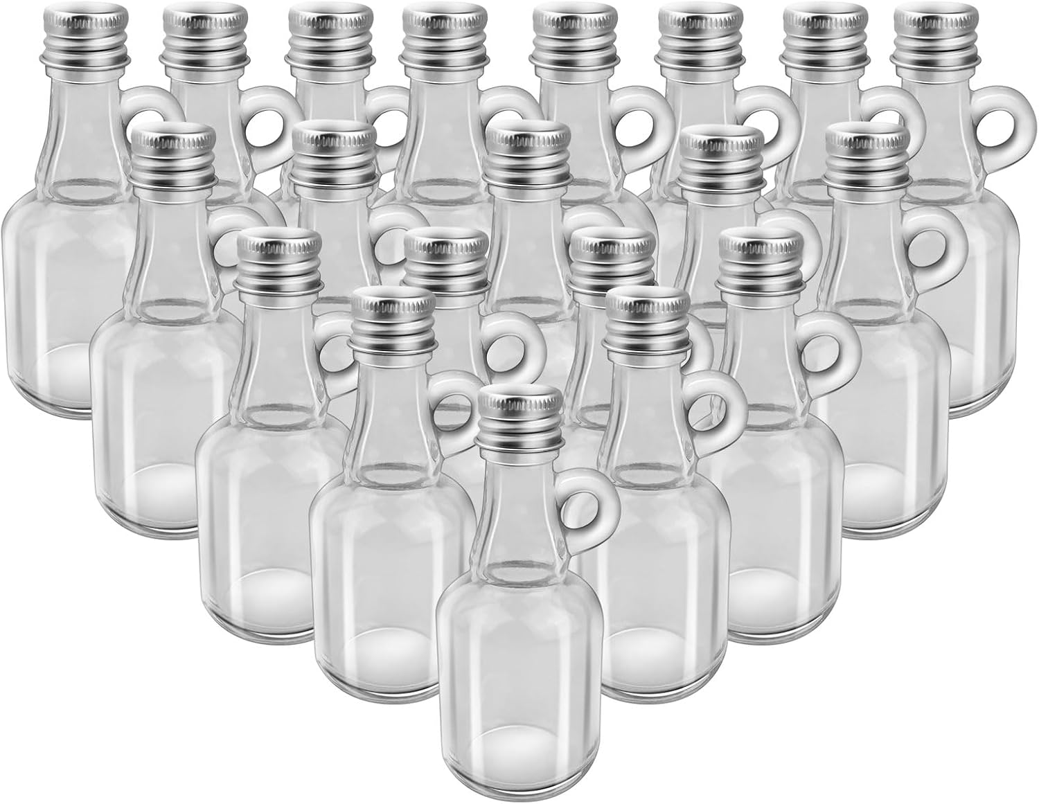 North Mountain Supply 1.7oz Glass Syrup Bottles With Handles - 24-Pack, Mini Nip Bottles For Maple Syrup Samplers