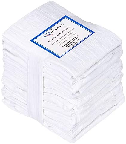 Flour Sack Kitchen Towels (White,12 Pack) 100% Cotton,28x28 Inch Cloth  Napkin, Bread wrapper, Cheesecloth, Multi Purpose Kitchen Dish Towels,Bar