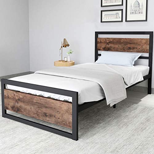 Whole Zoe Heavy Duty Metal Bed, Twin Xl Bed Frame With Wood Slats