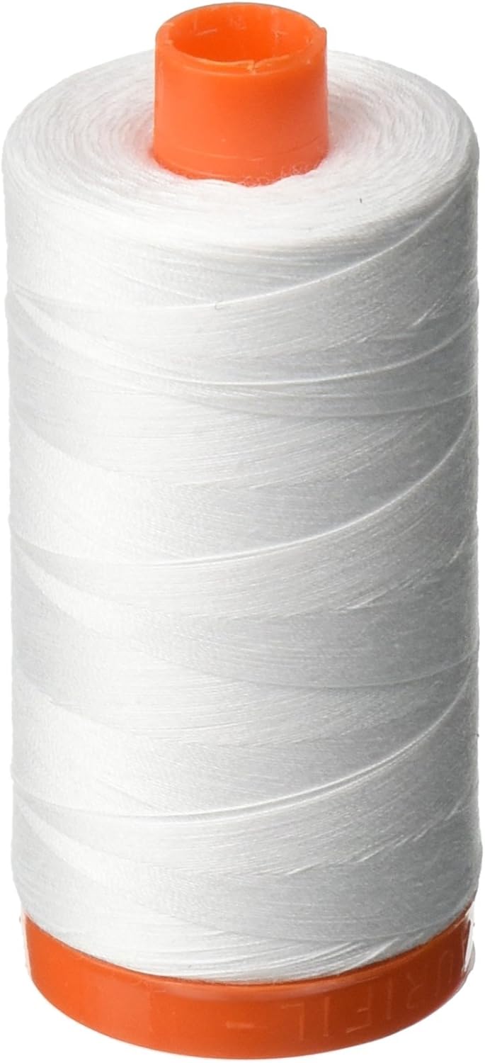 Hilo De Algodón Aurifil Mako Sólido, 50 Wt, 1422 Yds, Blanco
