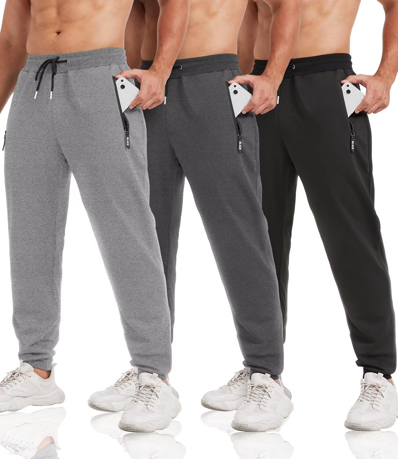 Gym Joggers Mens Black Slim Fit Joggers Ankle Weights Brokig Mens