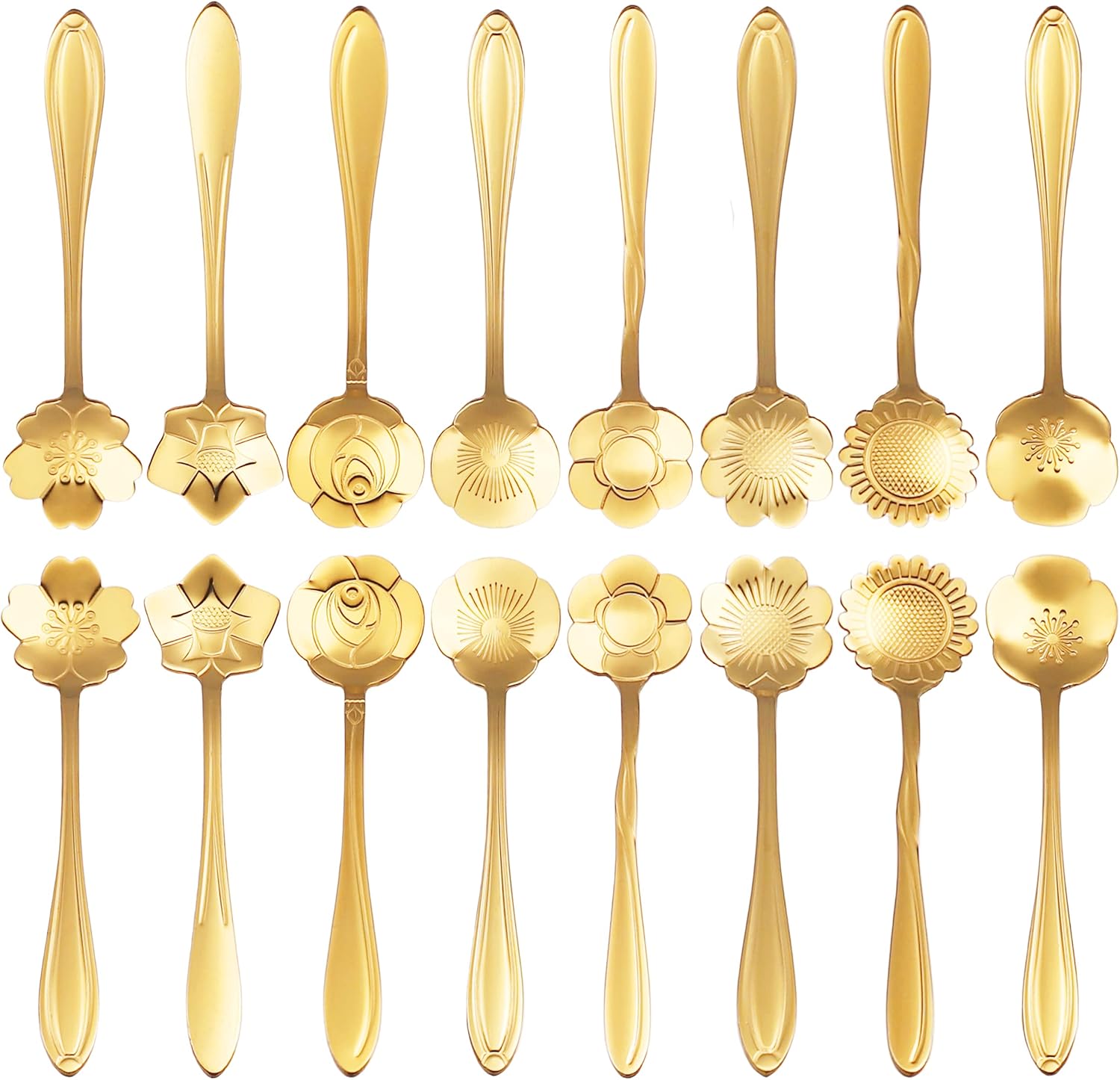 5 PCS 6.7 Inches Satin Gold Coffee Spoons Stainless Steel Long Handle Espresso Stirring Spoon Ice Tea Dessert Spoon Small Teaspoons For Demitasse Stirring Drink Mixing Milkshake