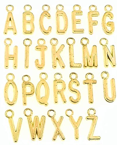 BEADNOVA Letter Charms for Jewelry Making Alphabet Charms Initial Charms  Assorted for Bracelets (Gold, 100pcs)