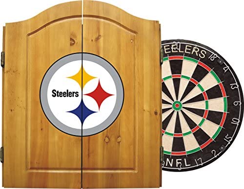 Imperial International Pittsburgh Steelers NFL 21.75-in Multiple  Colors/Finishes Wood Dartboard Cabinet with Dartboard at