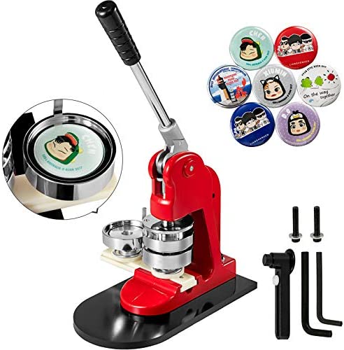 HTVRONT 58mm Button Maker Machine DIY Badges Set Button Punch Press Maker  Machine with 110 Pcs Button Parts+Circle Cutter