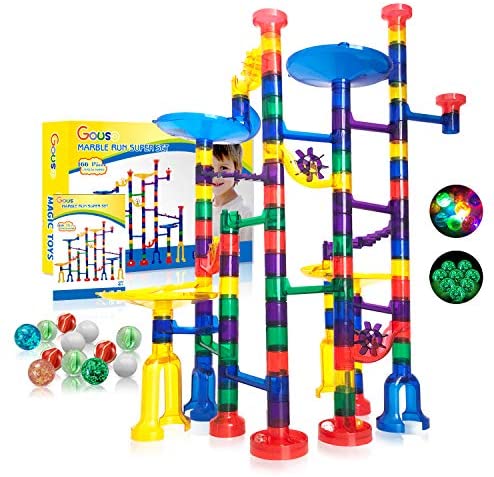 SmallB 50Pcs Marble Run Set Building Blocks with 30 Glass Marbles for Kids Girls Boys Toys Stem Maze Educational Race Game Birthday Gifts 