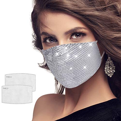 Wholesale Glitter Sequin Face Mask With 2 Filters, Sparkly Reusable ...