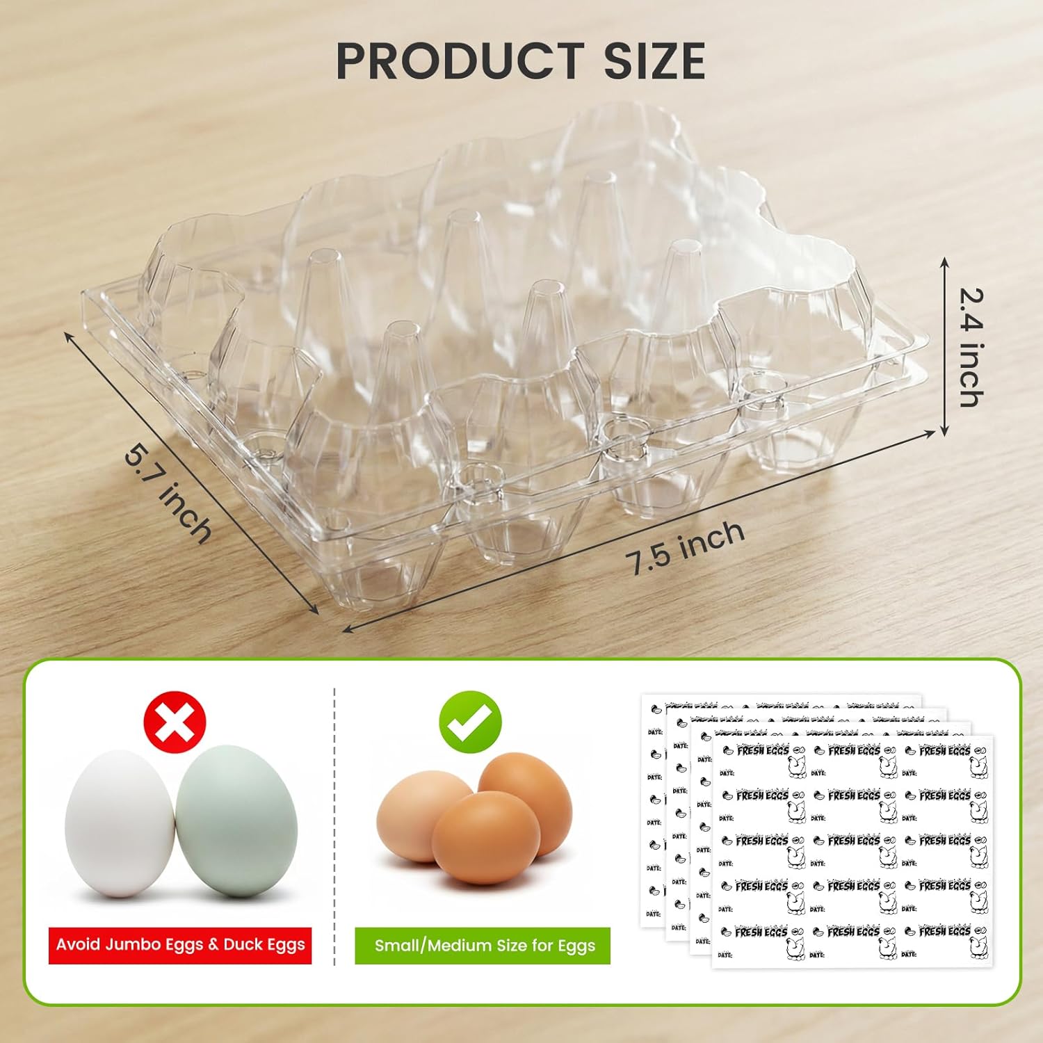 Jumbo Eggs Duck - Holds Half Dozen - Blank Top- 100/Pack Egg Cartons - View #2