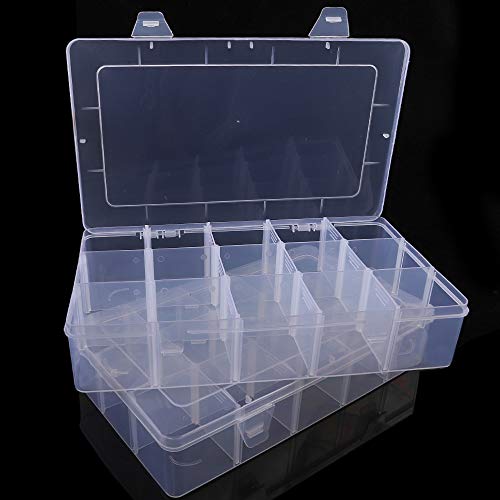 12 Pack 3.5x2.6x1.1 Inches Small Clear Plastic Box Storage Containers with  Hinged Lid Rectangular for Organizing Small Parts, Office Supplies, Clips 