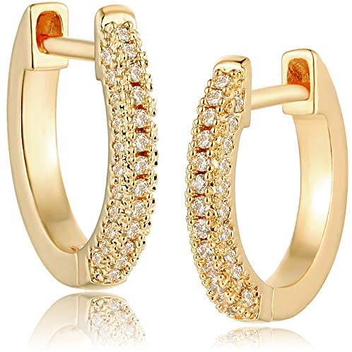 Wholesale MEVECCO 14K Gold Plated 3 Row Pave Cubic Zirconia Hoop 