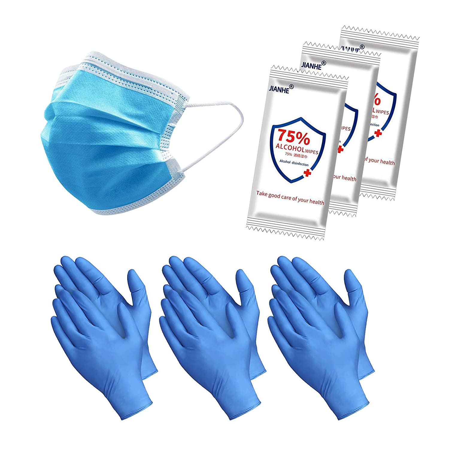 Wholesale Raven Disposable Face Mask And Gloves Set With Sanitizing Wipes Personal Protection