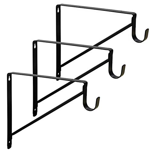 Wholesale Harrier Premium Heavy Duty Closet Shelf and Rod Bracket 3 Pack, Black Home
