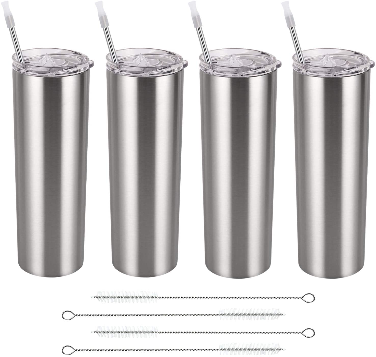 Wholesale Stainless Steel Skinny Tumbler Set, Insulated Travel Tumbler 20 Oz Stainless Steel Skinny Tumbler With Lid And Straw