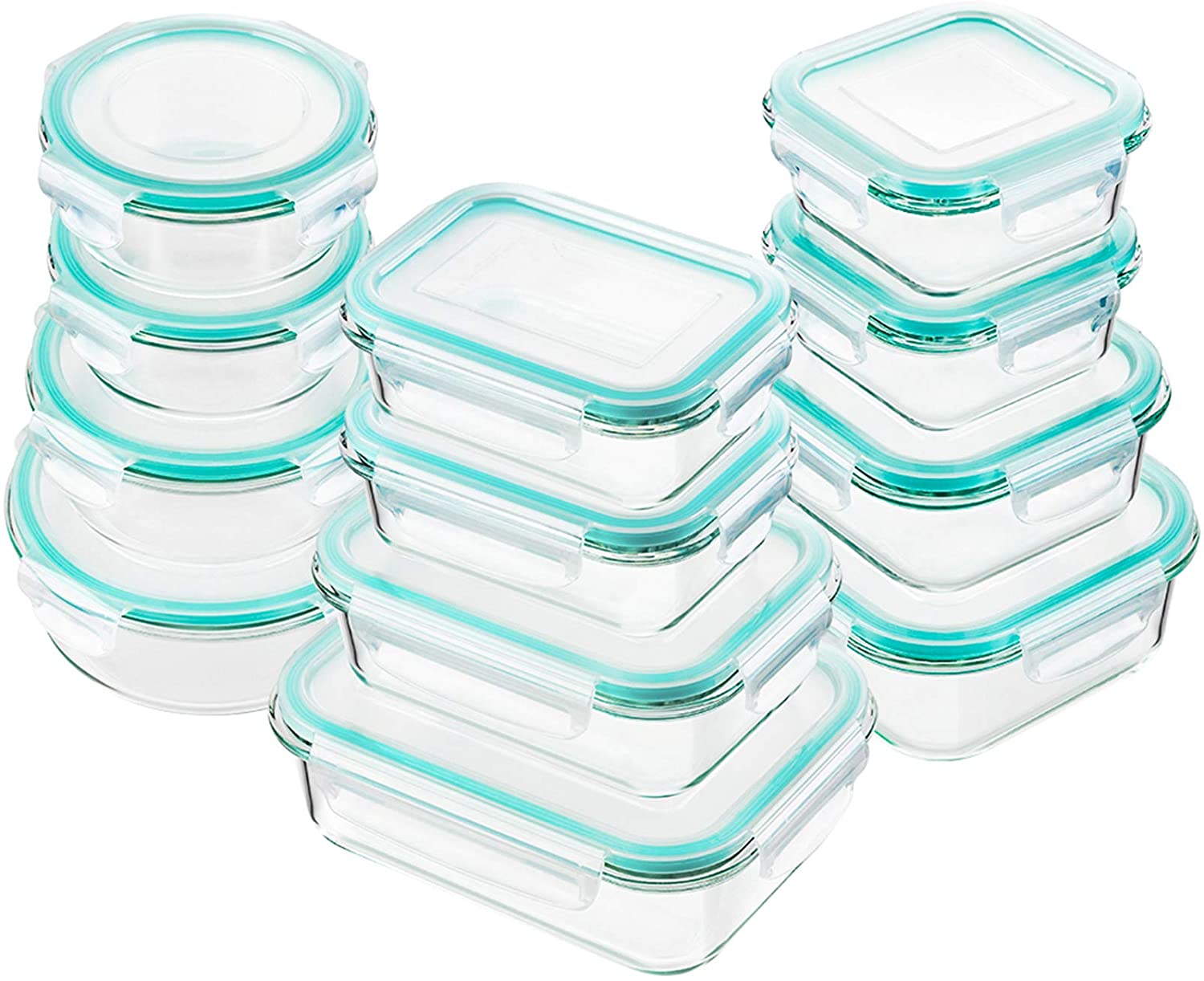 Luvan 2 Pack Large 60oz Glass food Storage Containers with Lids,Clear Glass  Meal Prep Containers