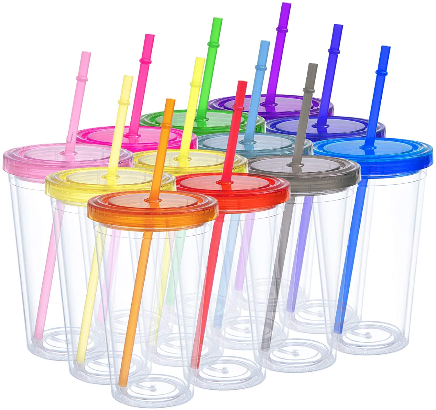 Wholesale Clear Insulated Tumblers with Colored Lids and 