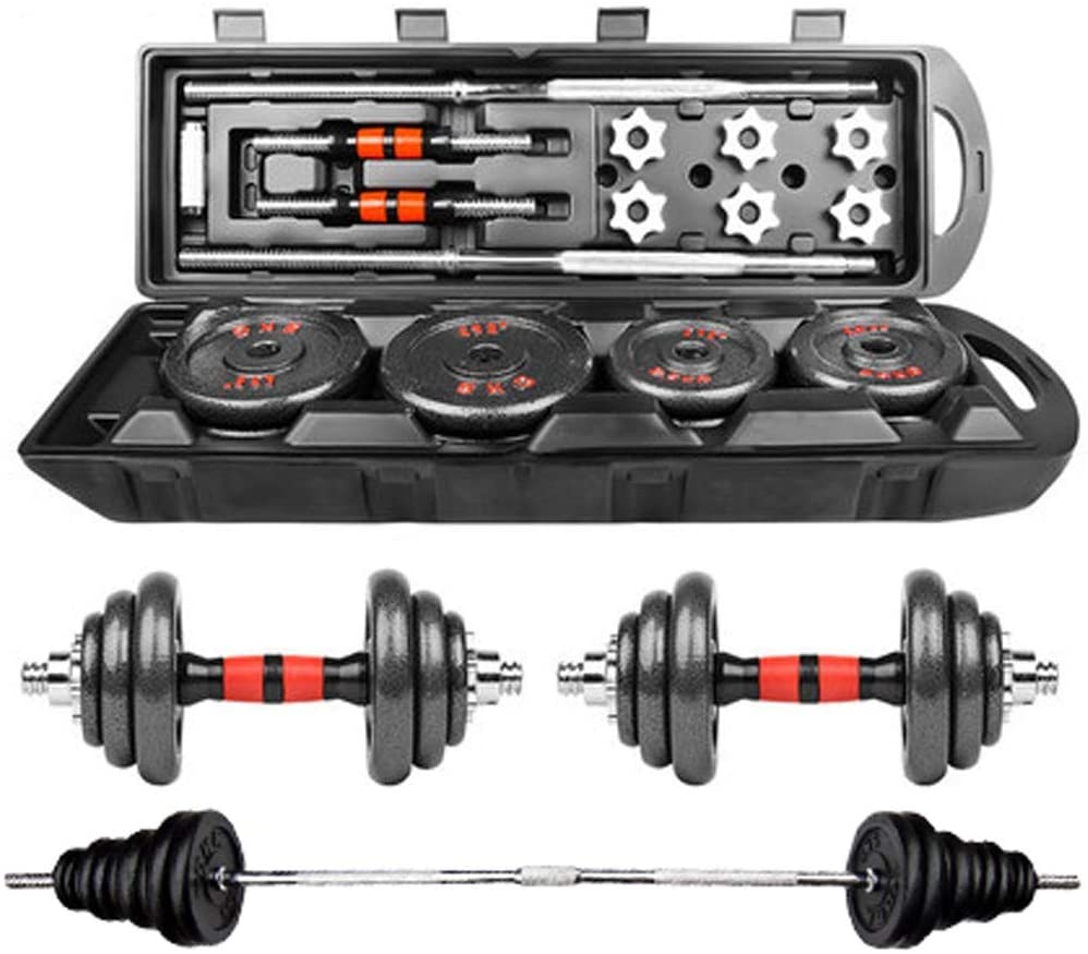 Adjustable Weight To 110lbs Dumbbell Barbell Set Home Fitness Gym Work Out 