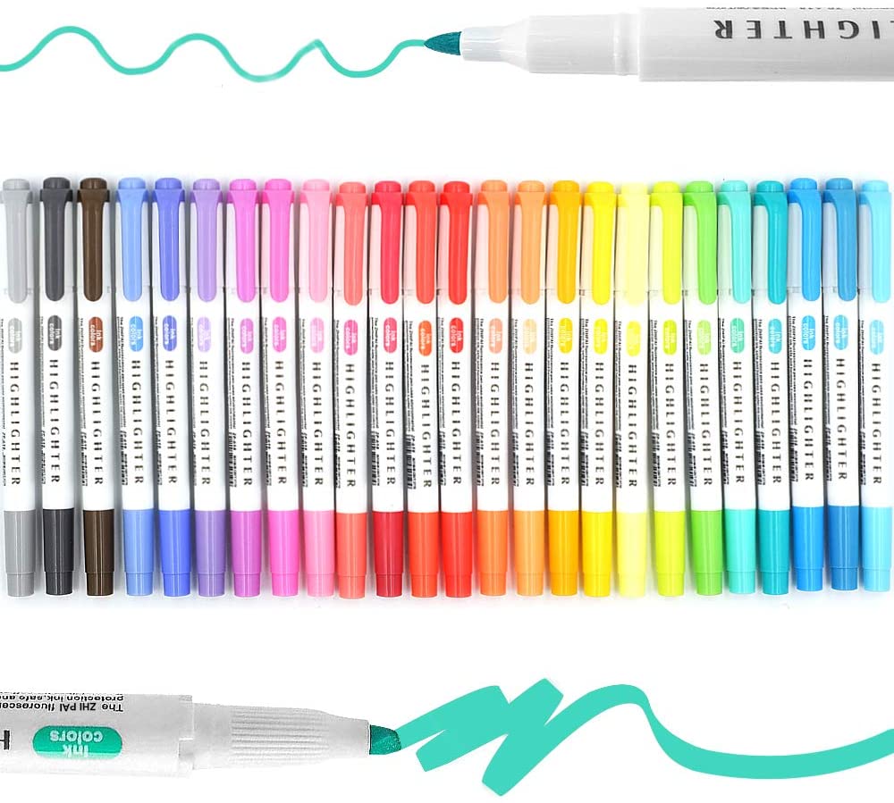 Wholesale Highlighters Pen Set,25 Colors Dual Tip Pastel Highlighters