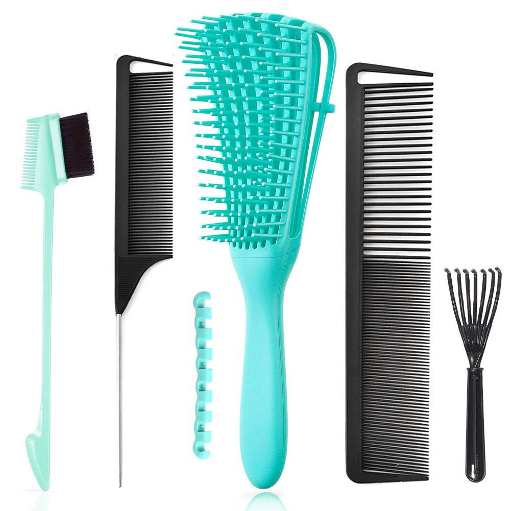 Wholesale 5 Pieces Ez Detangler Brush with Edge Brush, Rat Tail Combs