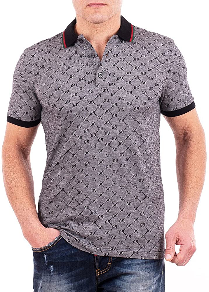 Wholesale Gucci Polo Shirt, Mens Gray Short Sleeve Polo T- Shirt 