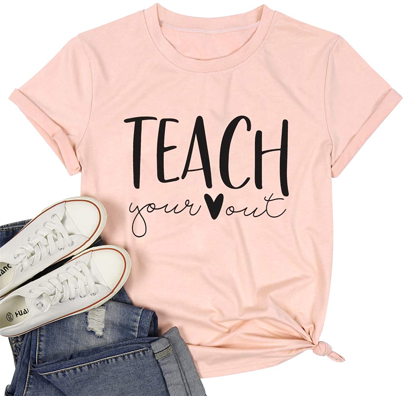 Human Kind T-Shirt Unisex Letter Graphic Shirt Casual Short Sleeve Teacher Tops 