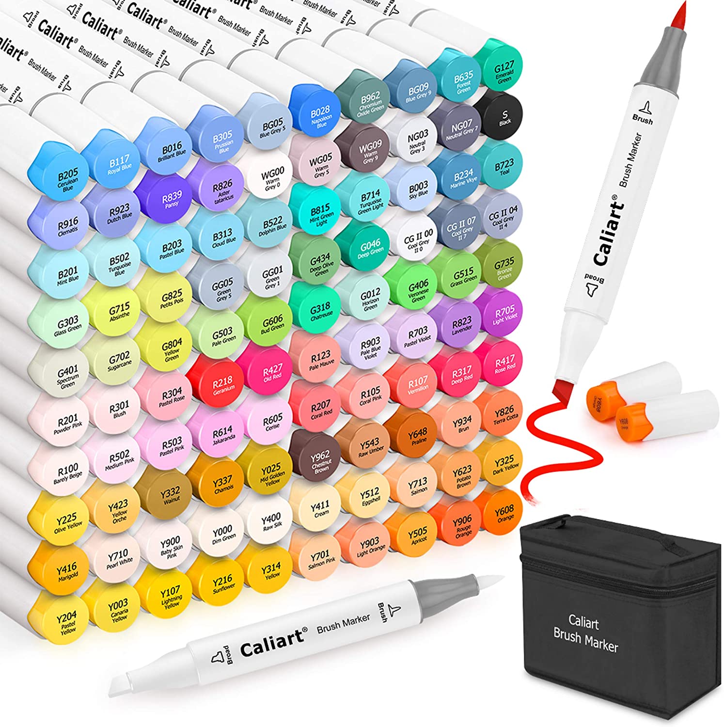 Wholesale 101 Colors Alcohol Brush Markers, Caliart Brush & Chisel Double  Tipped Art Markers Permanent Sketch Markers for Adults Kids Coloring Artist  Sketching Illustration Drawing Calligraphy, Plus 1 Blender