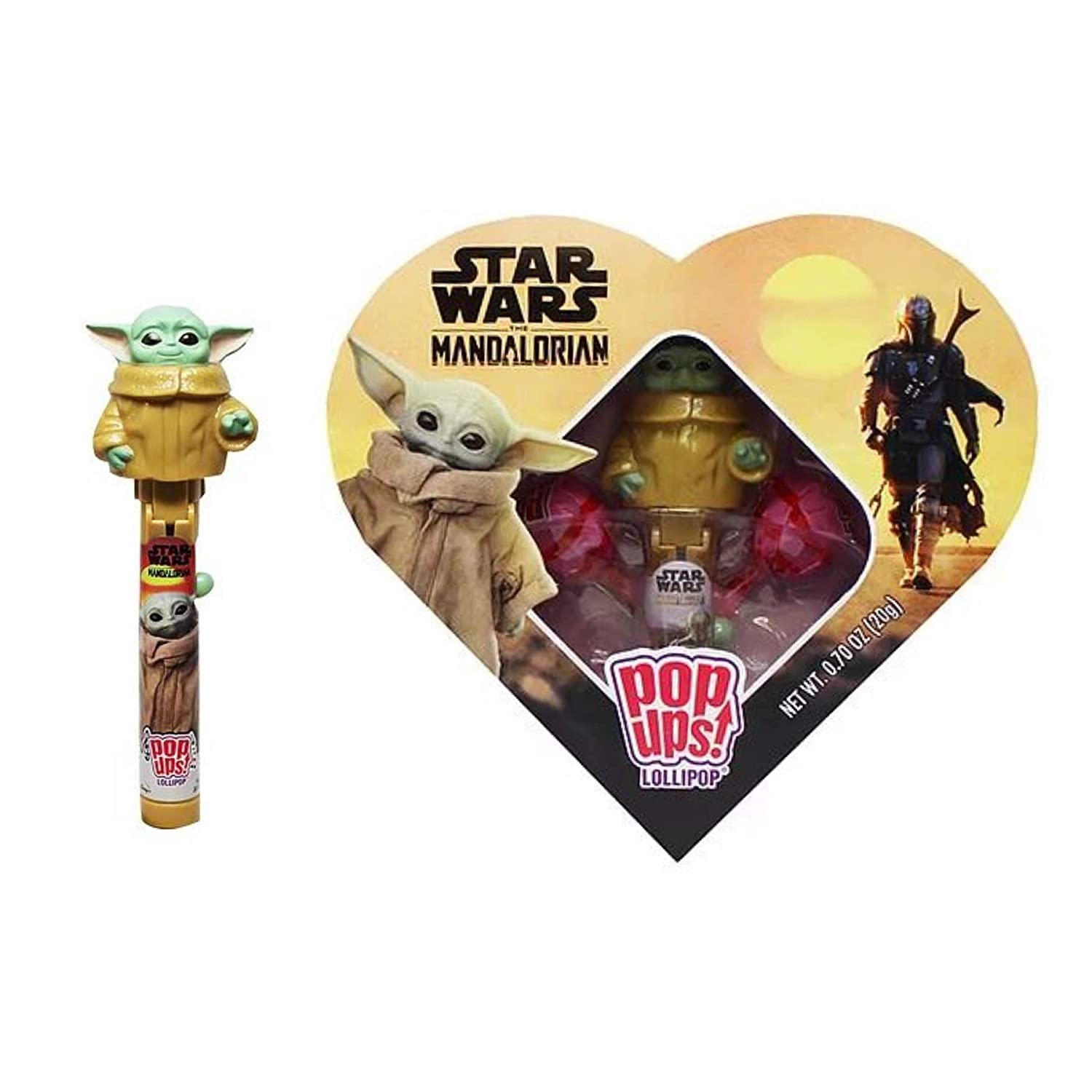 Star Wars Candy Party Favors Individually Wrapped The Mandalorian Darth Vader and The Child Character Shaped Lollipop Rings, 18 Count, Other