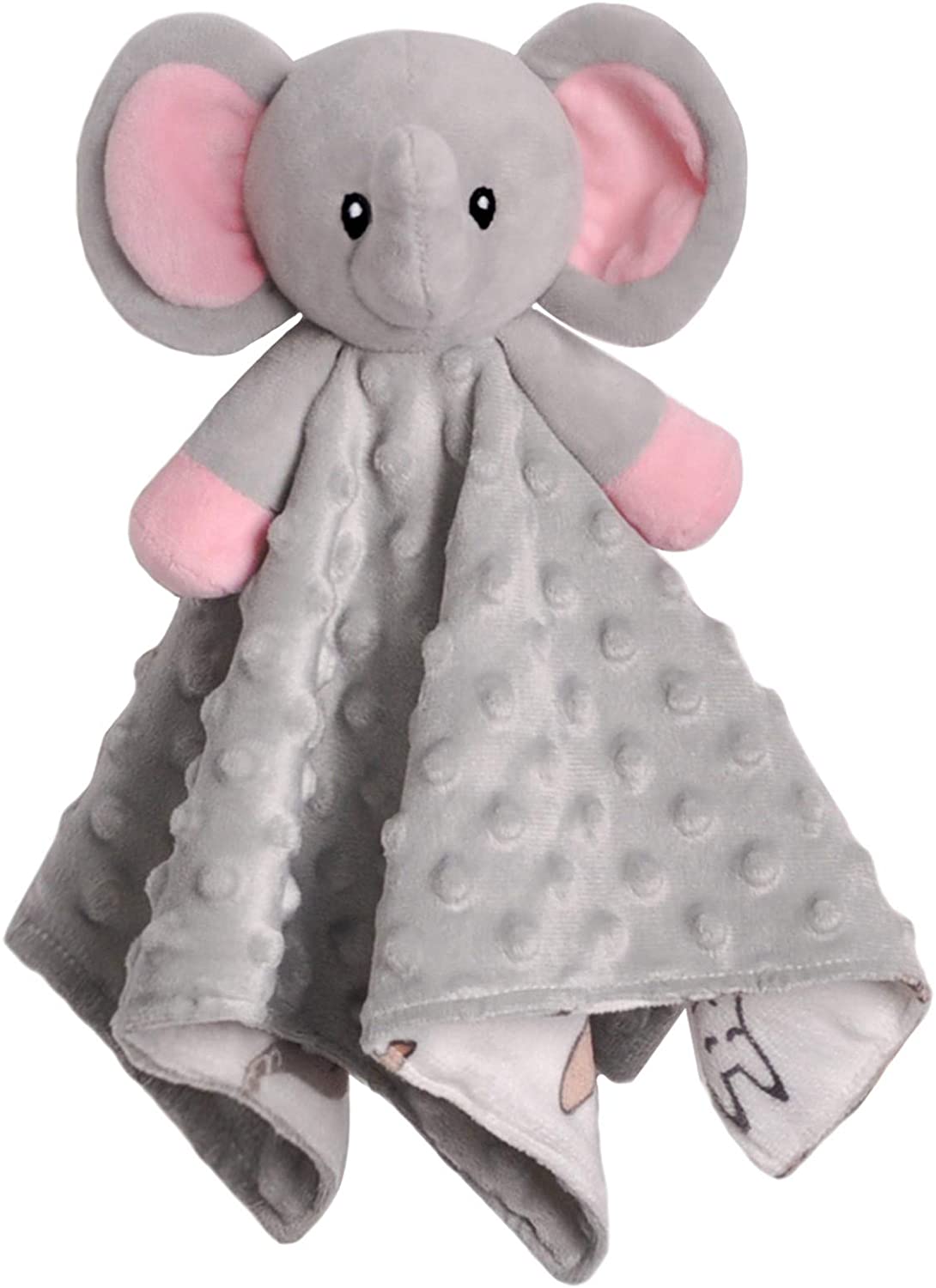 Gray, 15” Pro Goleem Elephant Baby Lovey Stuffed Plush Lovie/Security Blanket for Boys and Girls Minky Dot Fabric Best Gift for Newborn/Infant 