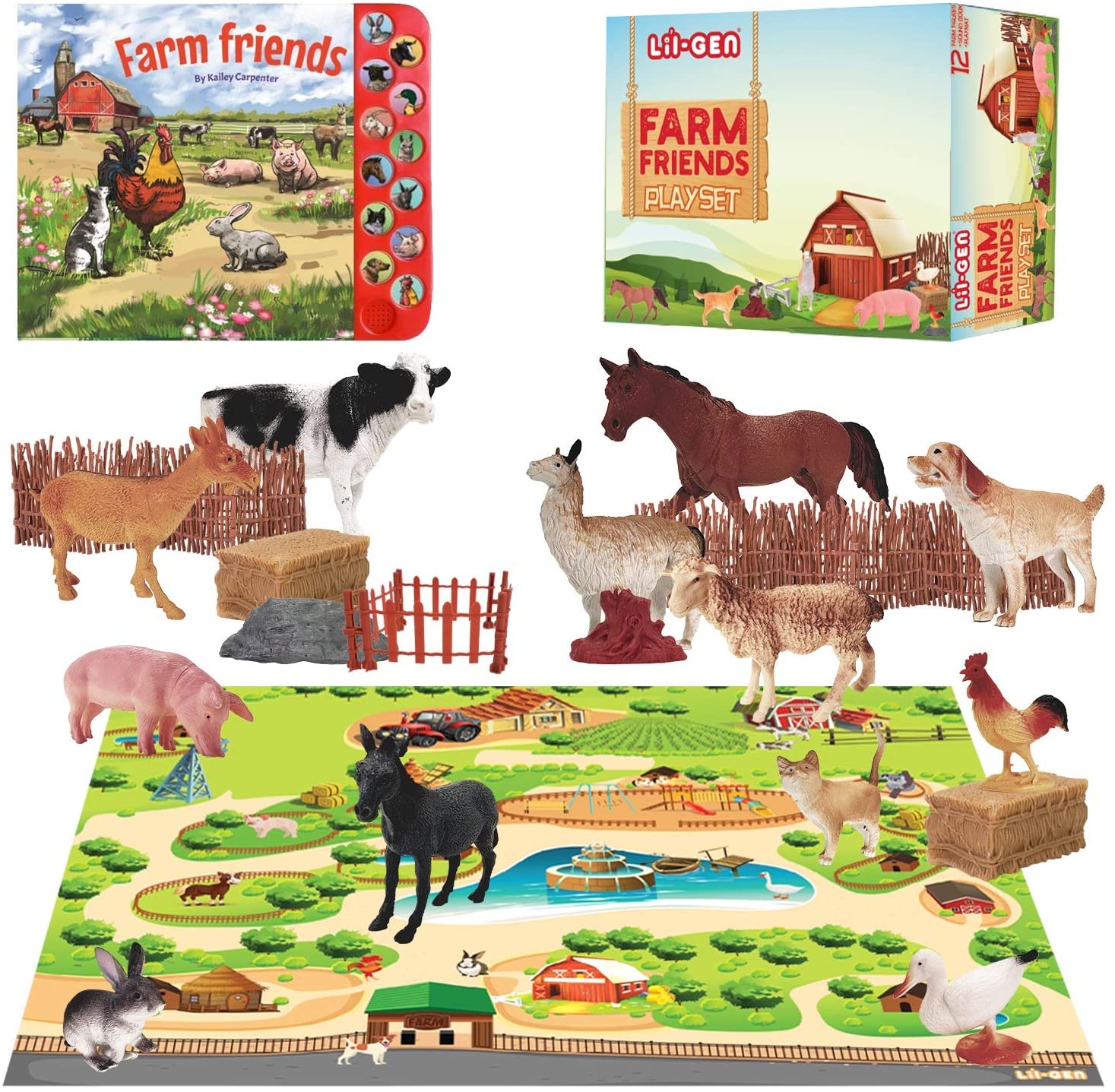 Wholesale Lil-Gen Farm Animals with Farm Animal Sound Book, 12 Toy Figures  with Playmat and Farm Accessories for Toddlers – Farm Playset for Boys and  Girls 2 Years Old & Up (22