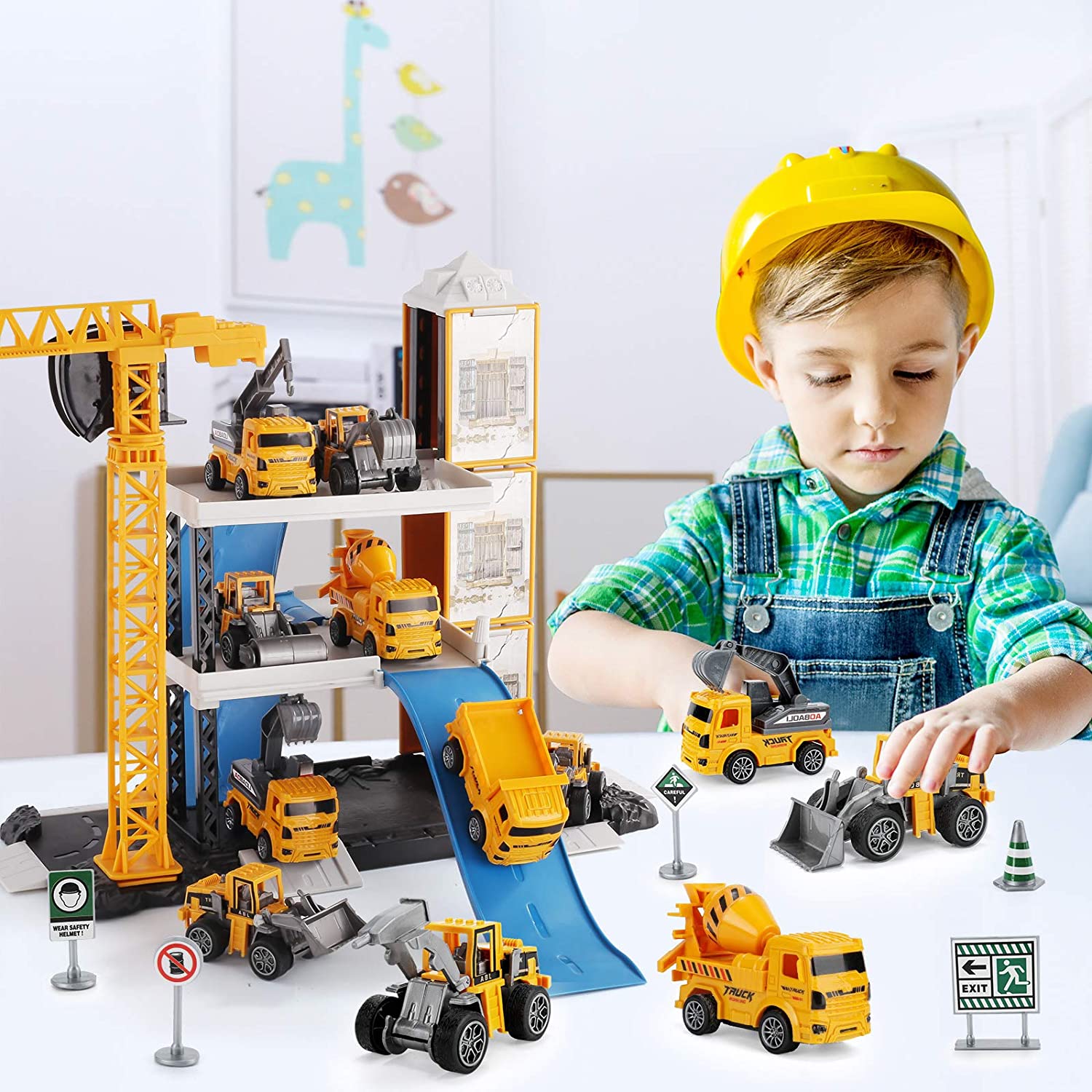 Diecast & Toy Vehicles Construction Truck Toy Play Set Tractor Digger ...