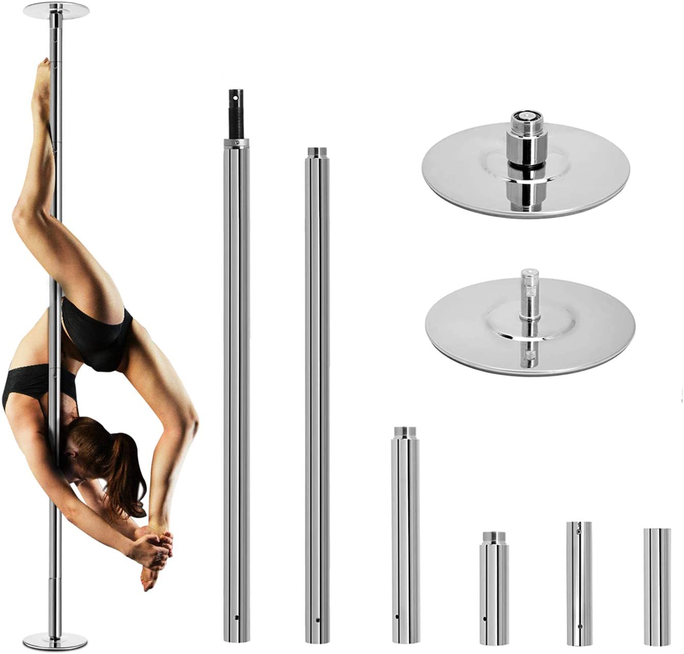 AW® 45mm Dance Pole Static Spinning Portable Stripper Dancing Fitness Exercise 