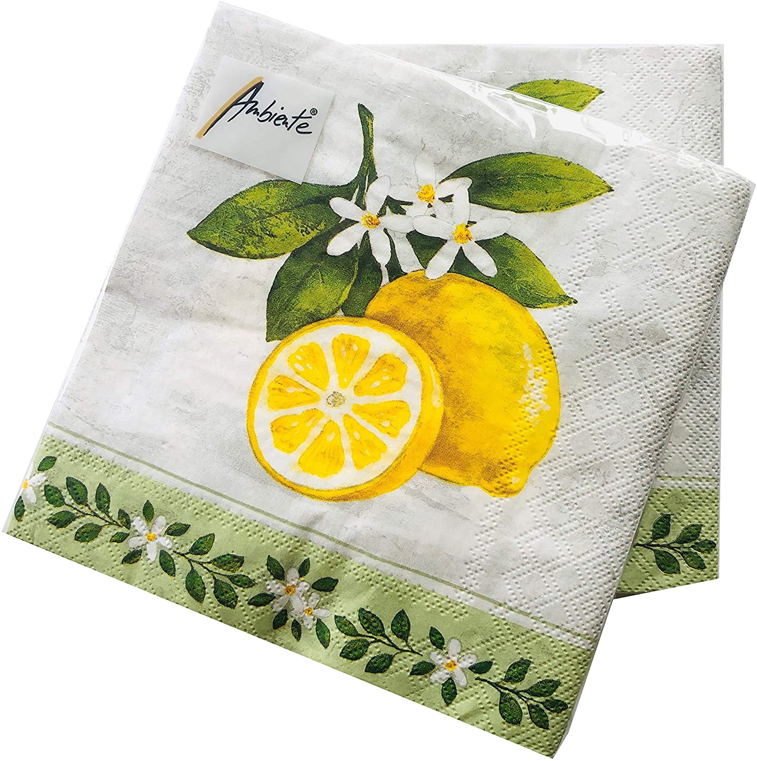 Wholesale 20ct 13x13 Lemon Napkins Lemon Paper Napkins Decoupage Napkins Decorative