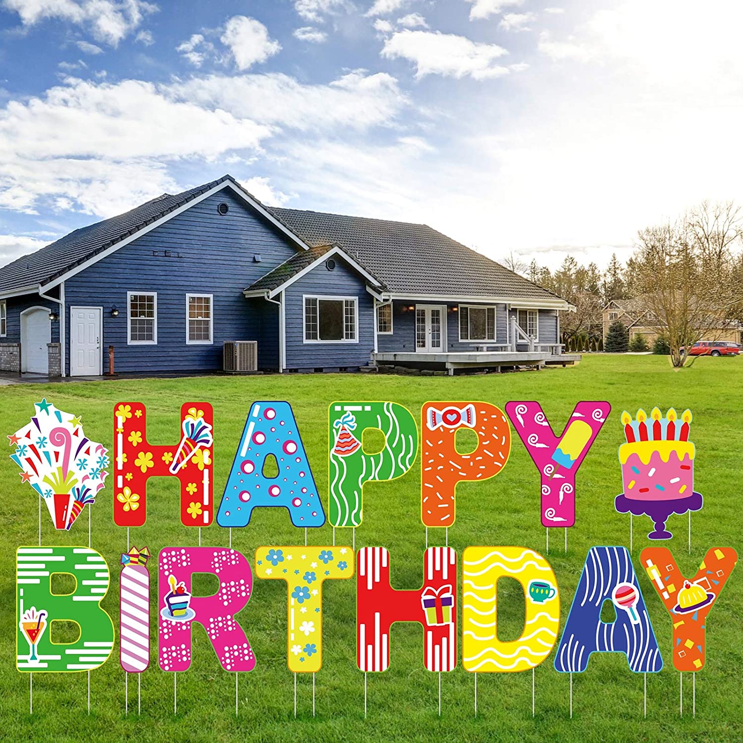 Wholesale URATOT 15 Pack Colorful Happy Birthday Yard Sign with Stakes ...