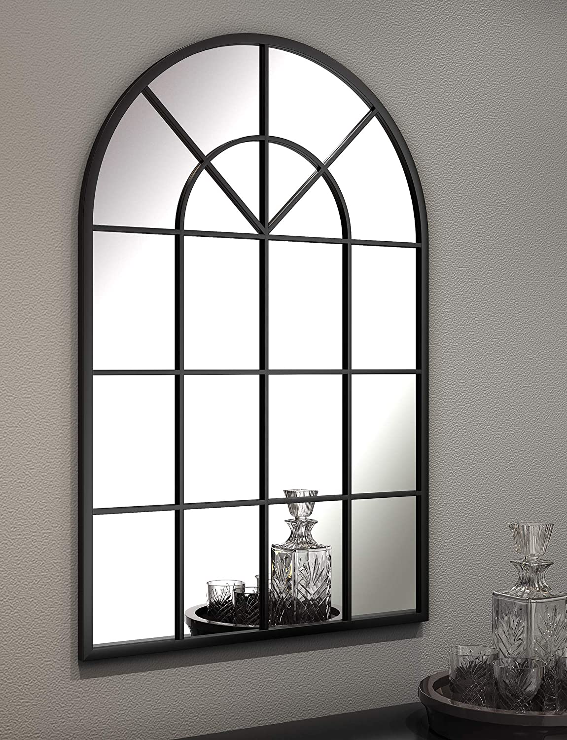 Wholesale ACauretty Black Arched Window Wall Mirrors - Large Metal ...