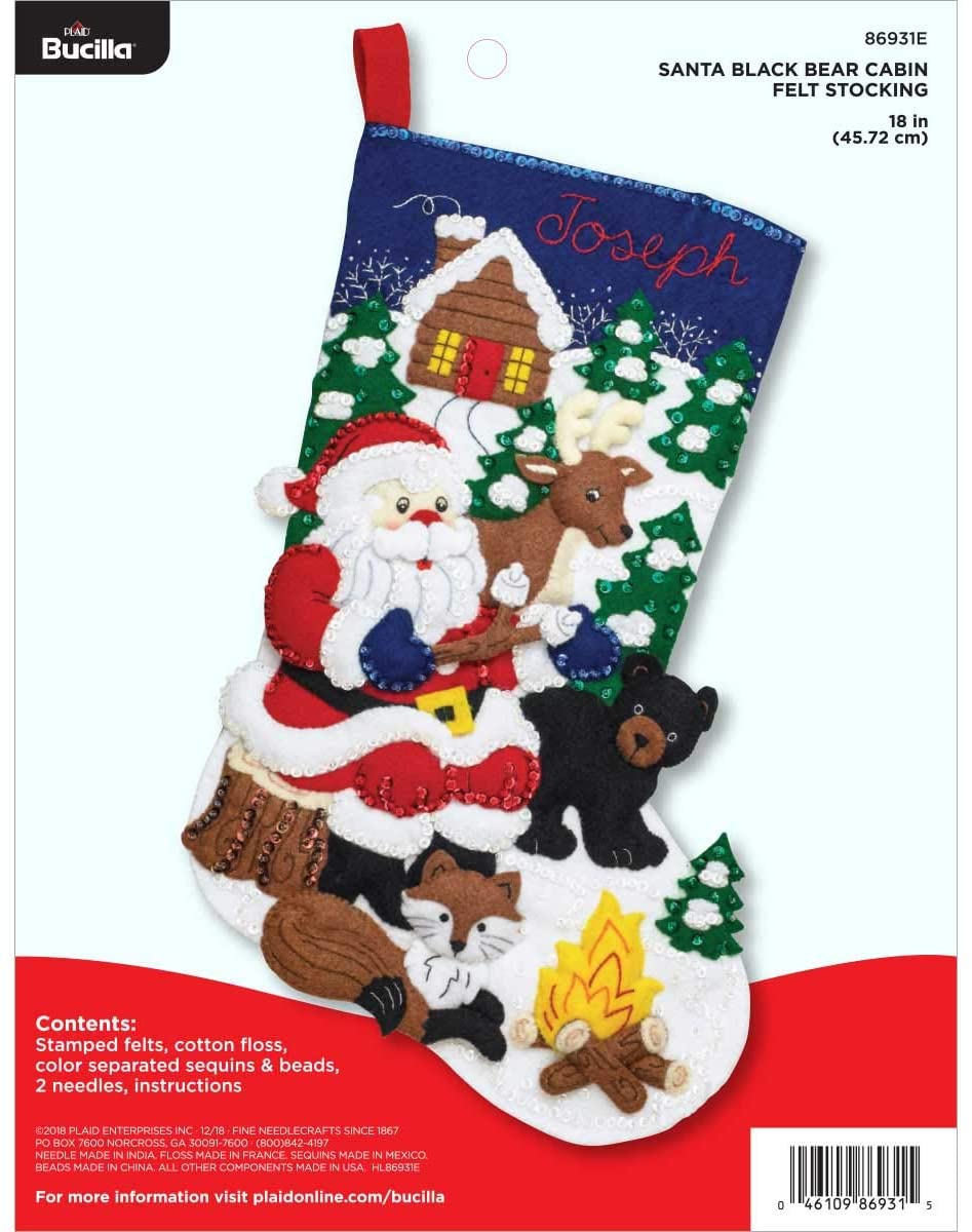 Bucilla 89237E Felt Applique Christmas Stocking Kit, Rocket Ship Santa, 18