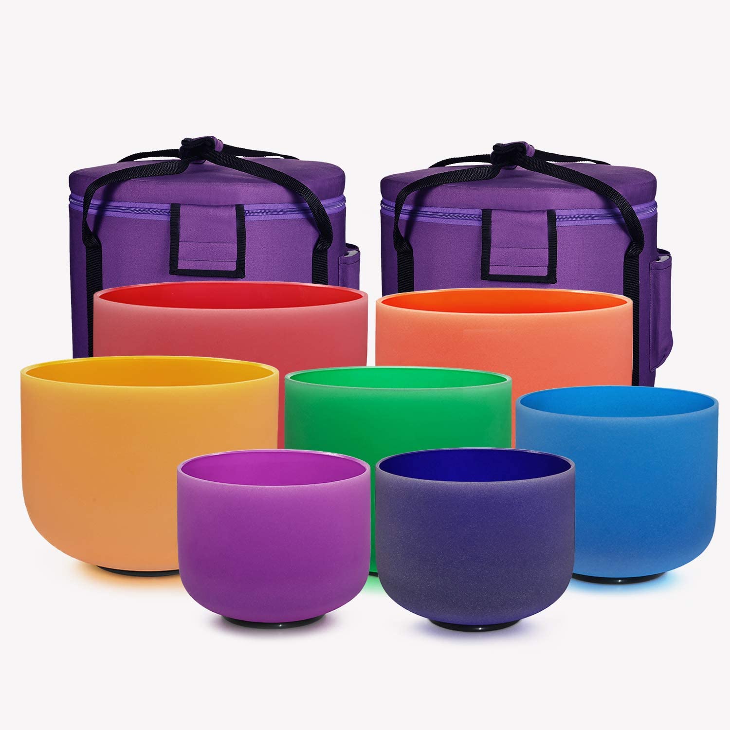 Wholesale 432HZ 6 12 Set of 7 Colored Crystal Singing Bowl Sound