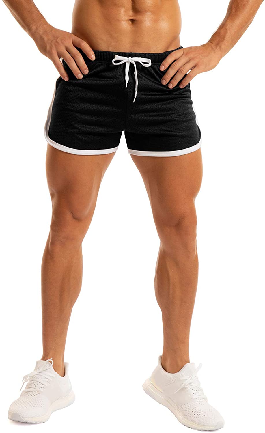 Wholesale Ouber Men's Fitted Shorts Bodybuilding Workout Gym Running Tight  Lifting Shorts Small A-black