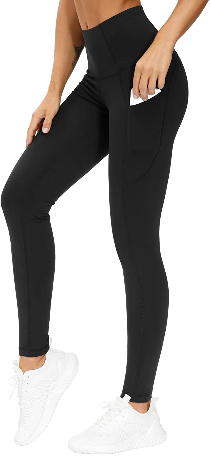 Wholesale THE GYM PEOPLE Thick High Waist Yoga Pants with Pockets, Tummy  Control Workout Running Yoga Leggings for Women Medium Black