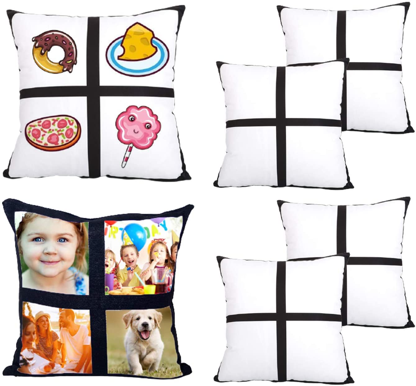 Sublimation Blank Panel Pillow Case 16 x 16 Inches DIY Polyester Cushion  Cover 9 Photo Panel Throw Pillowcase for Printing Sofa Couch No Pillow  Insert