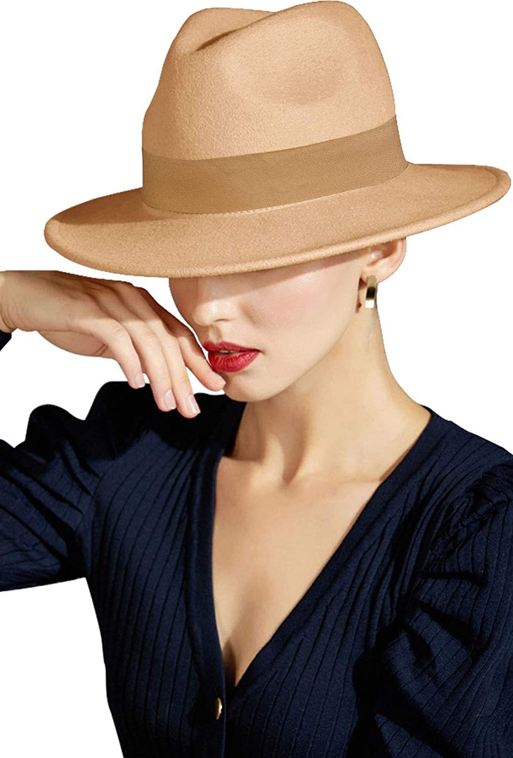 Wholesale COVESUN Women Fedora Hat Men Fedora Hat Felt Hat Camel One