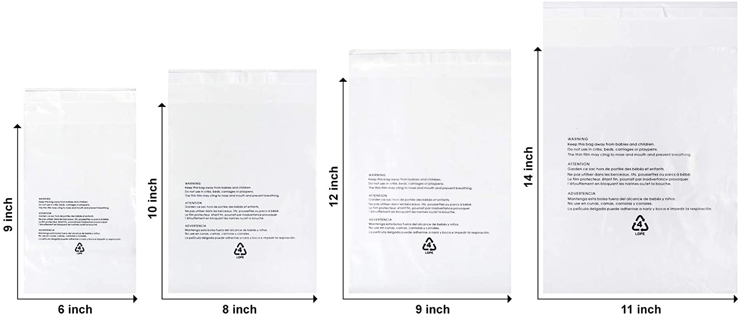 100 11x14 Poly Bags Resealable Suffocation Warning Clear Merchandise 1.5 mil 