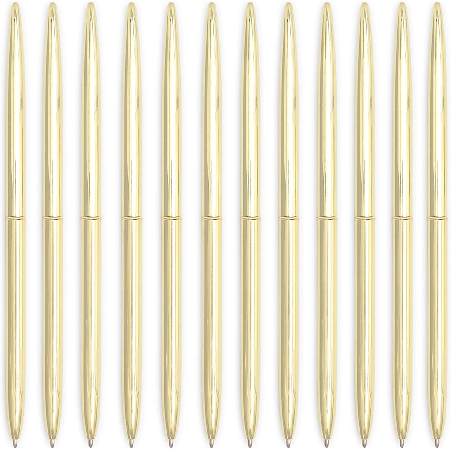 Juvale 12 Pack Gold Ballpoint Pens for Wedding Guest Book, Bulk Office  Supplies, Black Ink, 1mm Medium Point (Metallic, 6.4 In)
