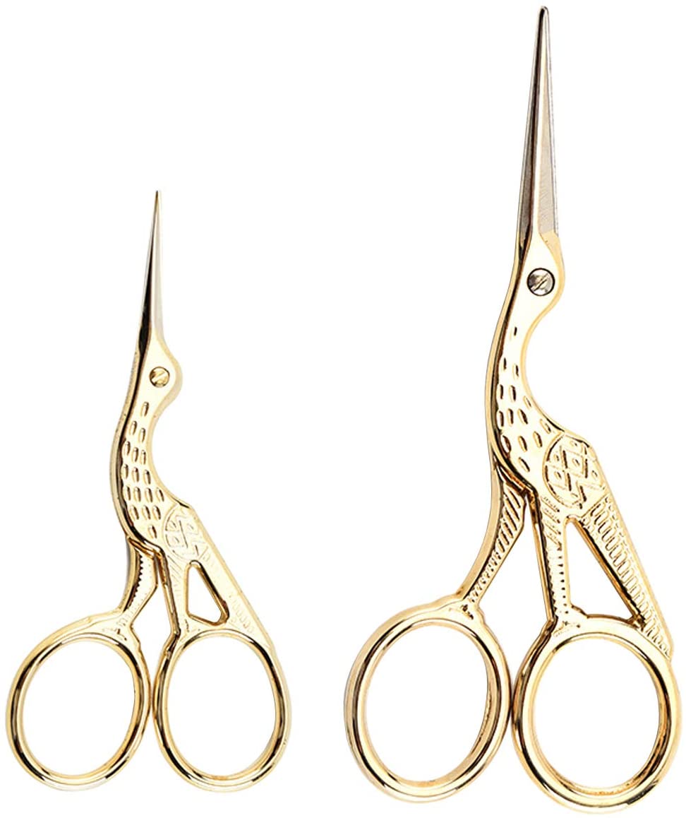 Small Crane Sewing Scissors, Stainless Steel, Vintage Style, Suitable For  Embroidery, Needlework, Sewing, Diy Crafts And Daily Use (2pcs, Gold)