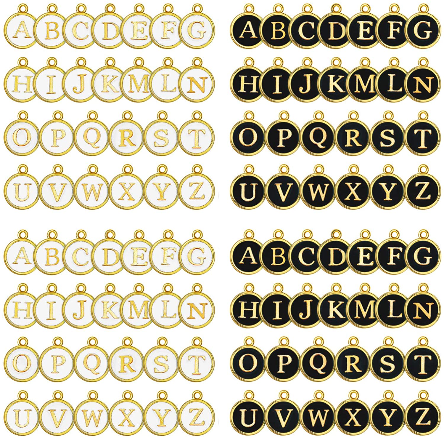Wholesale 26 Pcs/50 Pcs Initial Letter Beads, Gold Alloy Alphabet Letter  Discs, Round Letter Charms for Jewelry Making 12mm 