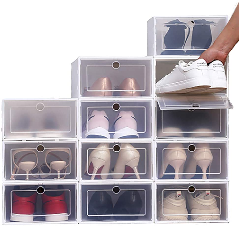 Wholesale 12 Pack Folding Shoe Storage Boxes Portable Assemble Clear ...